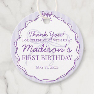 Étiquettes Cadeau Purple Coquette Bow Pastel Lavender Anniversaire