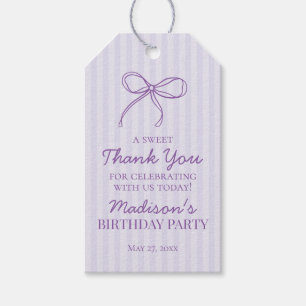 Étiquettes-cadeau Purple Coquette Bow Pastel Lavender Anniversaire F
