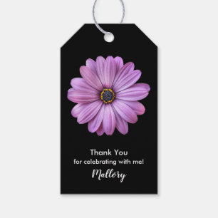 Étiquettes-cadeau Purple Daisy sur Black Gift Tags