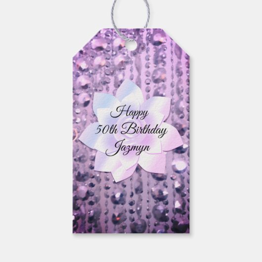 Étiquettes-cadeau Purple et rose Elegant perlé (Devant)