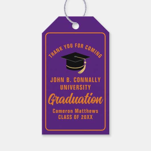 Étiquettes-cadeau Purple Orange Custom 2024 Graduation Party (Devant)