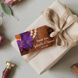 Étiquettes-cadeau Purple Periwinkle Grange Wood Wedding Favor Tags