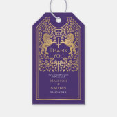 Étiquettes-cadeau Purple Royal Lion Médiéval Mariage Merci d'épée (Devant)