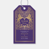 Étiquettes-cadeau Purple Royal Lion Médiéval Mariage Merci d'épée (Dos)