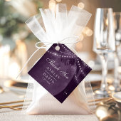 Étiquettes Cadeau Purple Rustic Tree Lumières Mariage Initiales scul