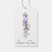 Étiquettes-cadeau Purple Shades Floral Garland Save the Date (Devant)