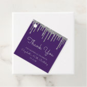 Étiquettes Cadeau Purple Silver Parties scintillant Drip 40e fête d' (En situation)