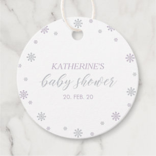 Étiquettes Cadeau Purple & Silver Winter Wonderland Baby shower