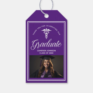 Étiquettes-cadeau Purple White Médicale School Photo Party