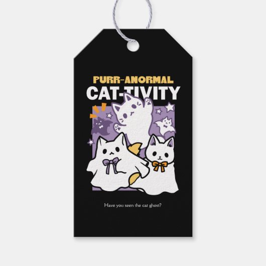 Étiquettes-cadeau Purr-anormal Cat-tivity - Halloween Cat Design (Devant)