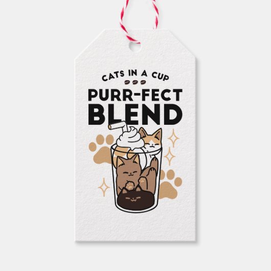 Étiquettes-cadeau Purr-fect Blend : Cat and Coffee Art for Pet Lover (Devant)