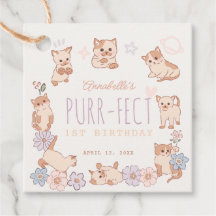 Purr-fect Cute Cats Floral Girl 1er anniversaire
