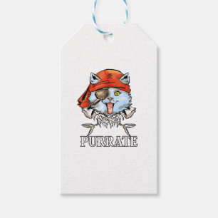 Étiquettes-cadeau Purrate - Cute Pirate Chat Drôle