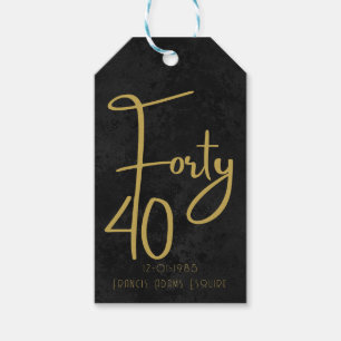 Étiquettes-cadeau Quarante ans de fête moderne élégante noir et or s