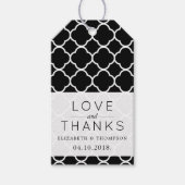 Étiquettes-cadeau Quatrefoil Noir Et Blanc, Latticework, Mariage (Devant)