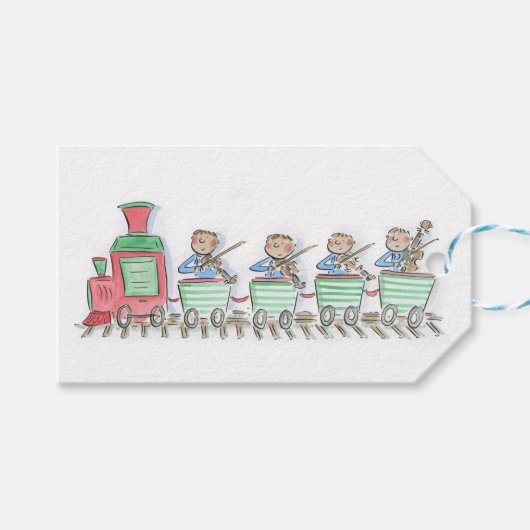 Étiquettes-cadeau Quatuor à cordes de train (Devant (Horizontal))