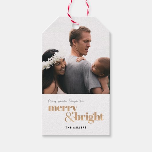 Étiquettes-cadeau Que vos jours soient Joyeux et lumineux Photo Noël (Devant)
