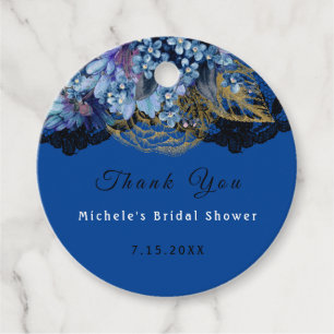 Étiquettes Cadeau Que Vous Nommez Royal Blue Black Florals Dentelle