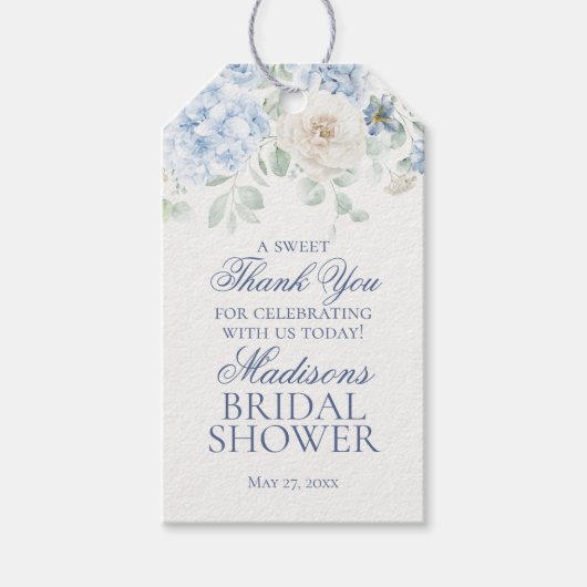 Étiquettes-cadeau Quelque chose de bleu Fleur Hydrangea Faveur de do (Devant)