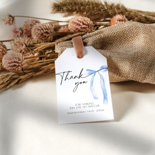 Étiquettes-cadeau Quelque chose de bleu Noeud à nouer Enterrement de