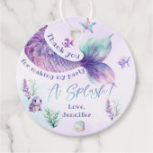 Étiquettes Cadeau Queue de sirène violet anniversaire merci (Devant)