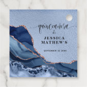 Étiquettes Cadeau Quinceañera Azul con Agate y Papel Aluminio Azul (Dos)