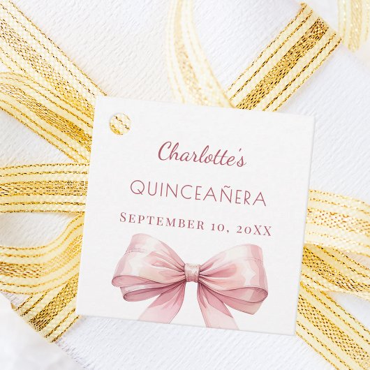 Étiquettes Cadeau Quinceanera blush pink bow DIY