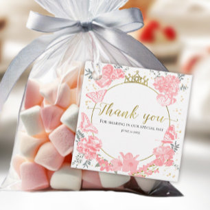 Étiquettes Cadeau Quinceanera Favoriser Tags Papillon rose Floral Or