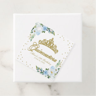 Étiquettes Cadeau Quinceanera Fleur Bleu Bébé