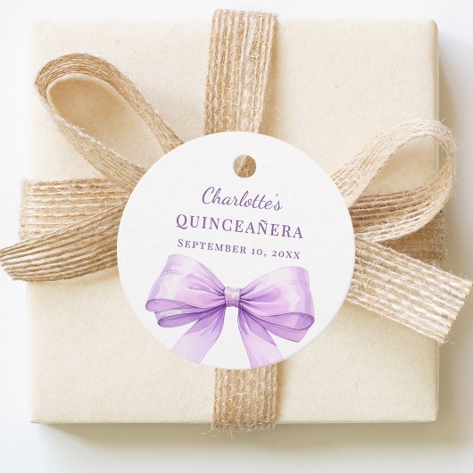 Étiquettes Cadeau Quinceanera lavender bow DIY write by hand
