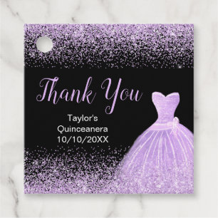 Étiquettes Cadeau Quinceanera Robe claire violet Parties scintillant