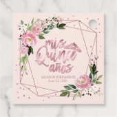 Étiquettes Cadeau Quinceanera rose d'or (Dos)