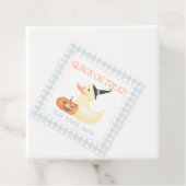 Étiquettes Cadeau Quitter ou traiter Canard Cute Blue Boy Halloween  (En situation)