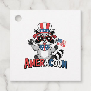 Étiquettes Cadeau Raccoon Amérique patriotique 4 juillet Amérique