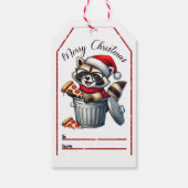 Étiquettes-cadeau Raccoon fête joyeusement la pizza de Noël ! (Dos)