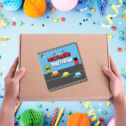 Étiquettes Cadeau Race Car Boy Fête d'anniversaire
