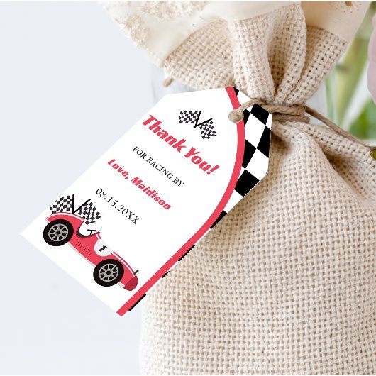 Étiquettes-cadeau Race Car Red Anniversaire