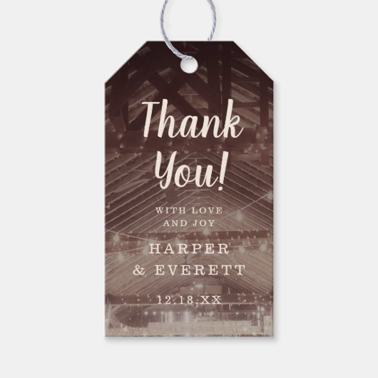 Étiquettes-cadeau Rafeuses à cordes avec Merci Mariage (Devant)