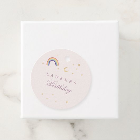 Étiquettes Cadeau Rainbow Balloons Unicorn rose fête d'anniversaire (En situation)