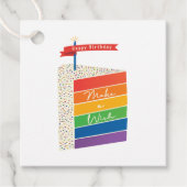 Étiquettes Cadeau Rainbow Cake Joyeux Anniversaire Faites un cadeau  (Devant)
