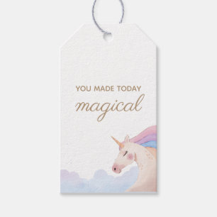 Étiquettes-cadeau Rainbow Gold Watercolor Unicorn Anniversaire  