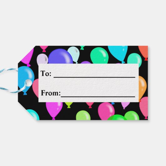 Étiquettes-cadeau Rainbow Joyeux Anniversaire Balons multicolores (Dos Horizontal)