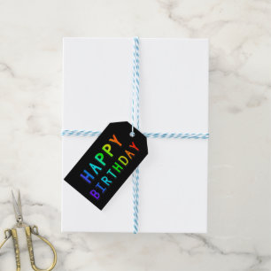 Étiquettes-cadeau Rainbow Joyeux Anniversaire Balons multicolores