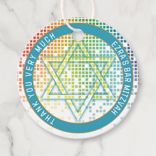 Étiquettes Cadeau Rainbow Pixel jeu vidéo Gamer Bar Mitzvah (Devant)