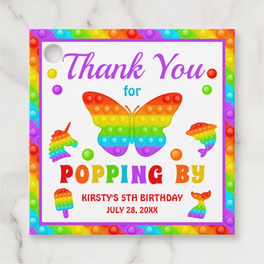 Étiquettes Cadeau Rainbow Pop It Fidget Toy Anniversaire (Devant)