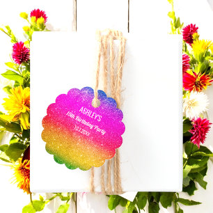 Étiquettes Cadeau Rainbow Sparkle Green Pink Yellow Faver Tags