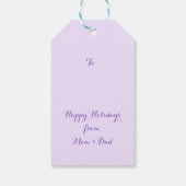 Étiquettes-cadeau Rainbow Unicorn Parties scintillant de Noël pourpr (Dos)