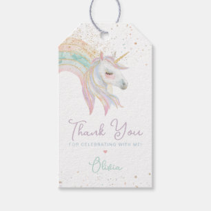 Étiquettes-cadeau Rainbow Unicorn Pastel Anniversaire