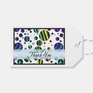Étiquettes-cadeau Rainbow Zebra Polka Motif Merci