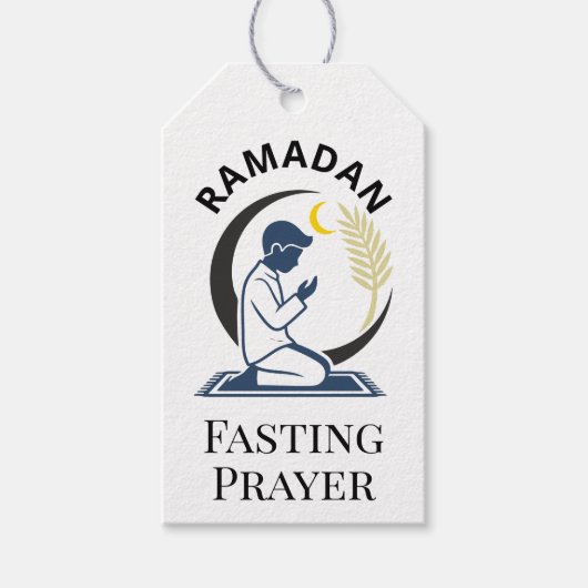 Étiquettes-cadeau Ramadan Fasting Prayer Man Islamic Vector Graphic (Devant)
